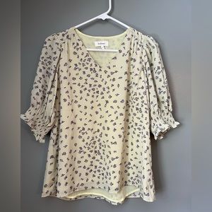 Böhme Sage Green Floral Puff Sleeve Blouse - size (S)